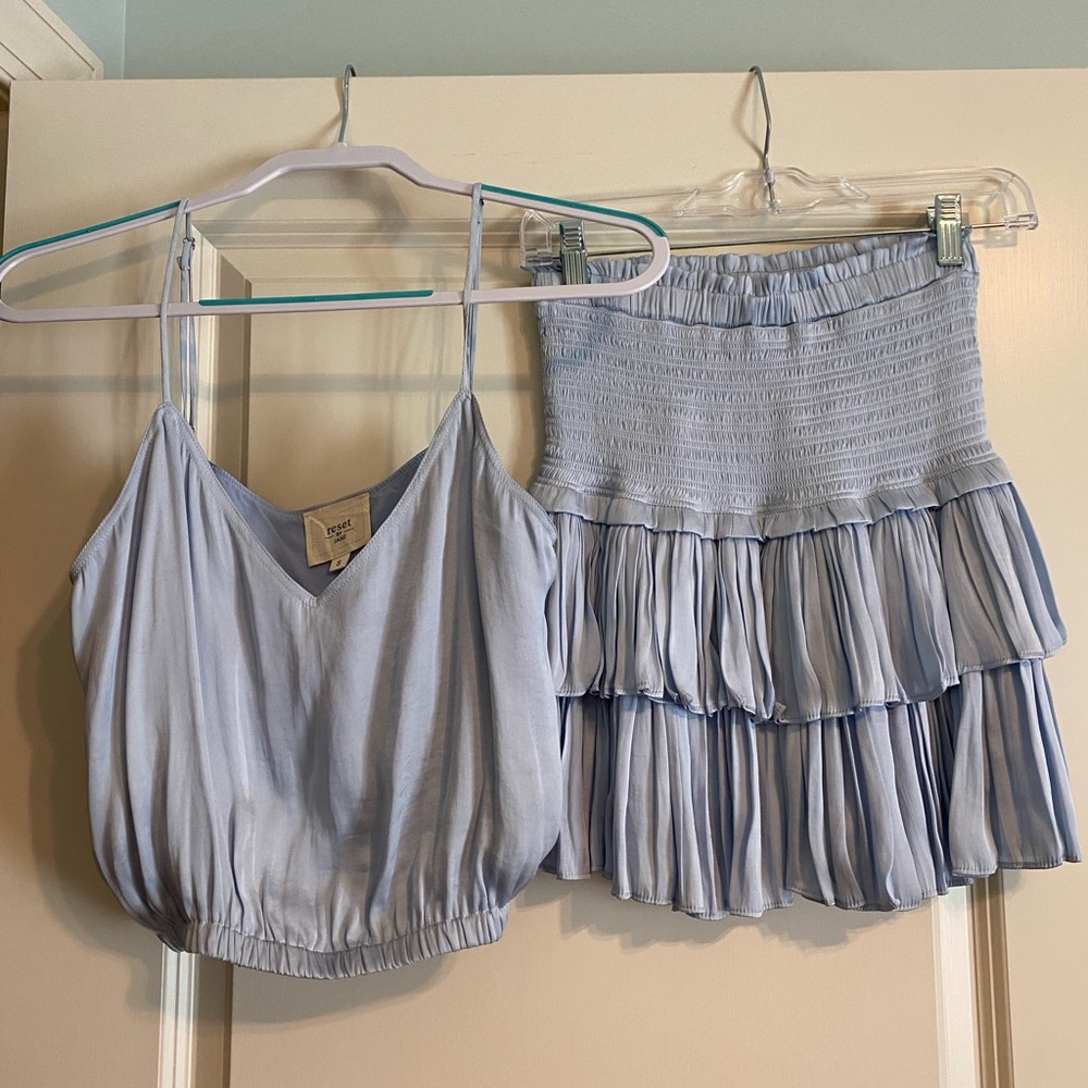 RESET brand blue silk set